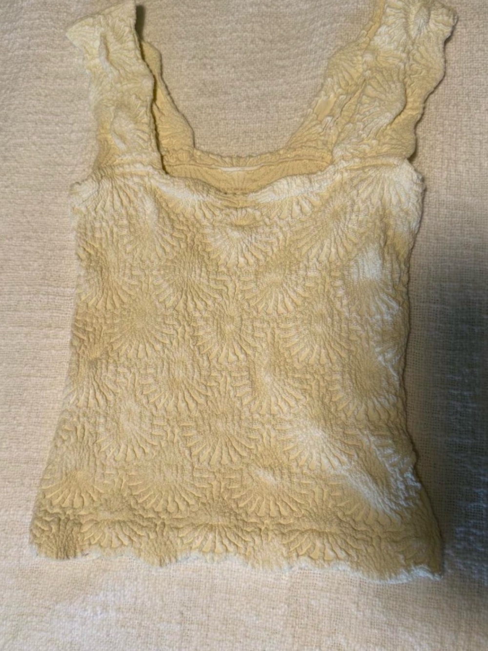 Free People Intimately Love Letter Cream Textured Smocked Tank